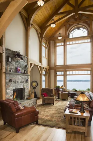Beautiful timber frame home interior — Pinnacle Inspections serves residential and commercial properties